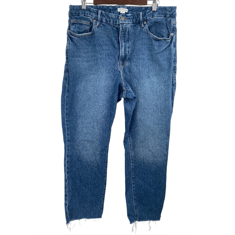 Good American Style GCRH086TFT Good Crop Raw Hem Slim in Blue940 Size 18